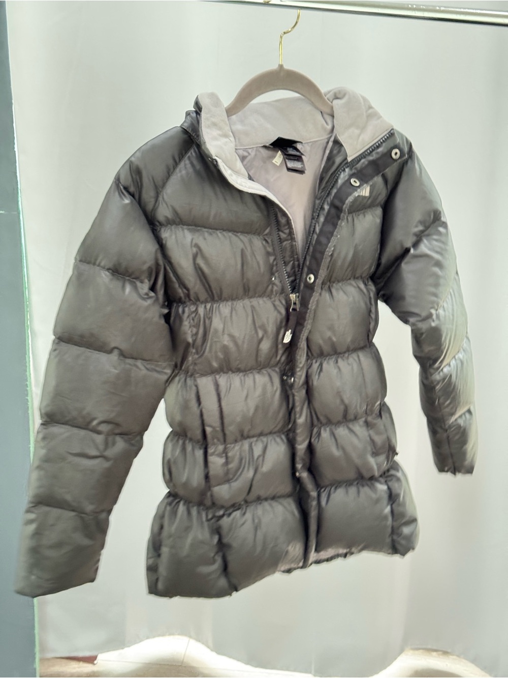 The North Face Kids' Dark Gray Quilted Hooded Puffer Jacket